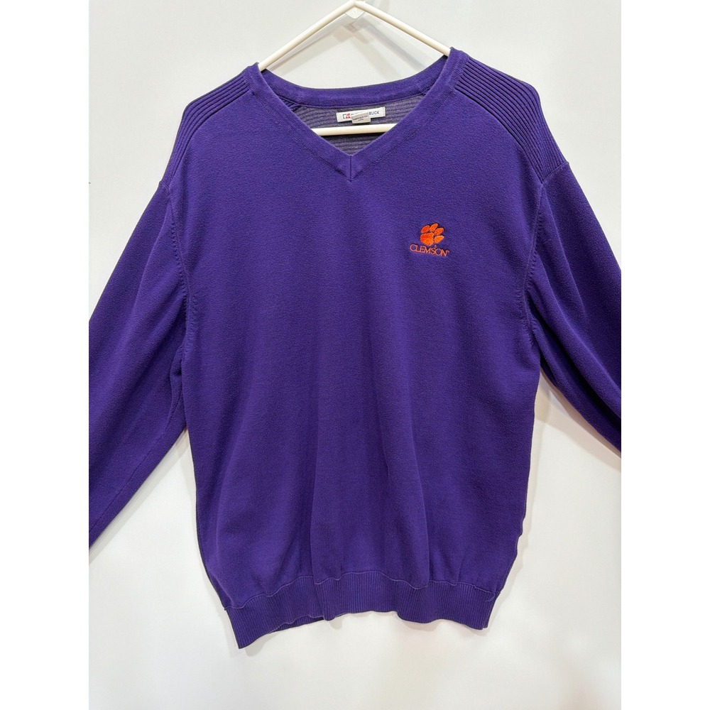 Cutter & Buck Clemson Tigers Purple V Neck Sweater XL Mens‎ Golf